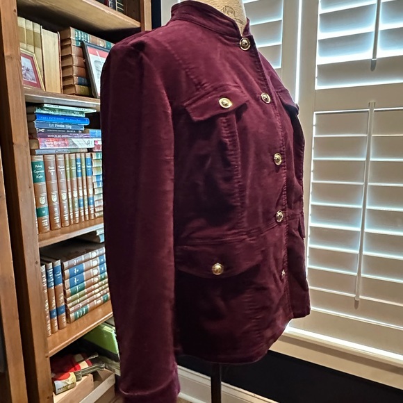 Chico's Rich Burgundy Utility Jacket with Gold Accents - Picture 5 of 10